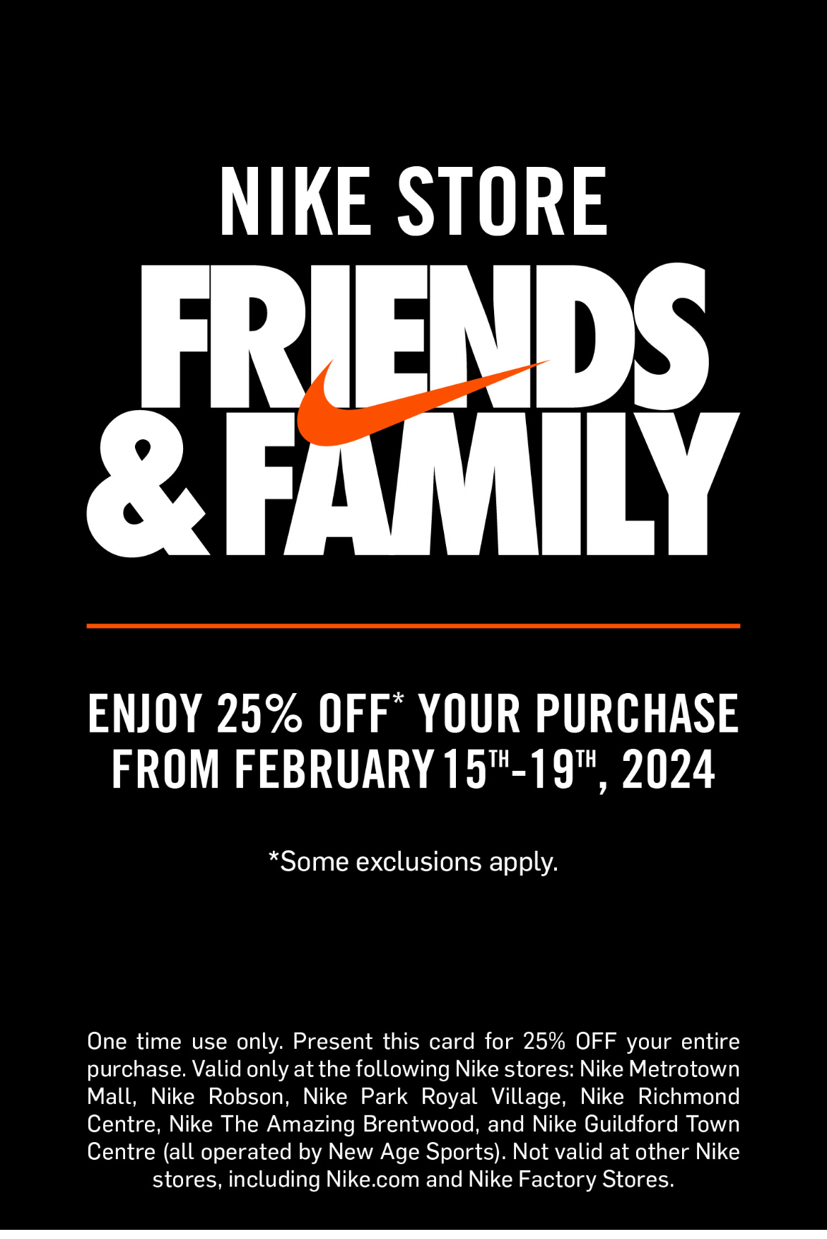 Nike friends discount and family 2019